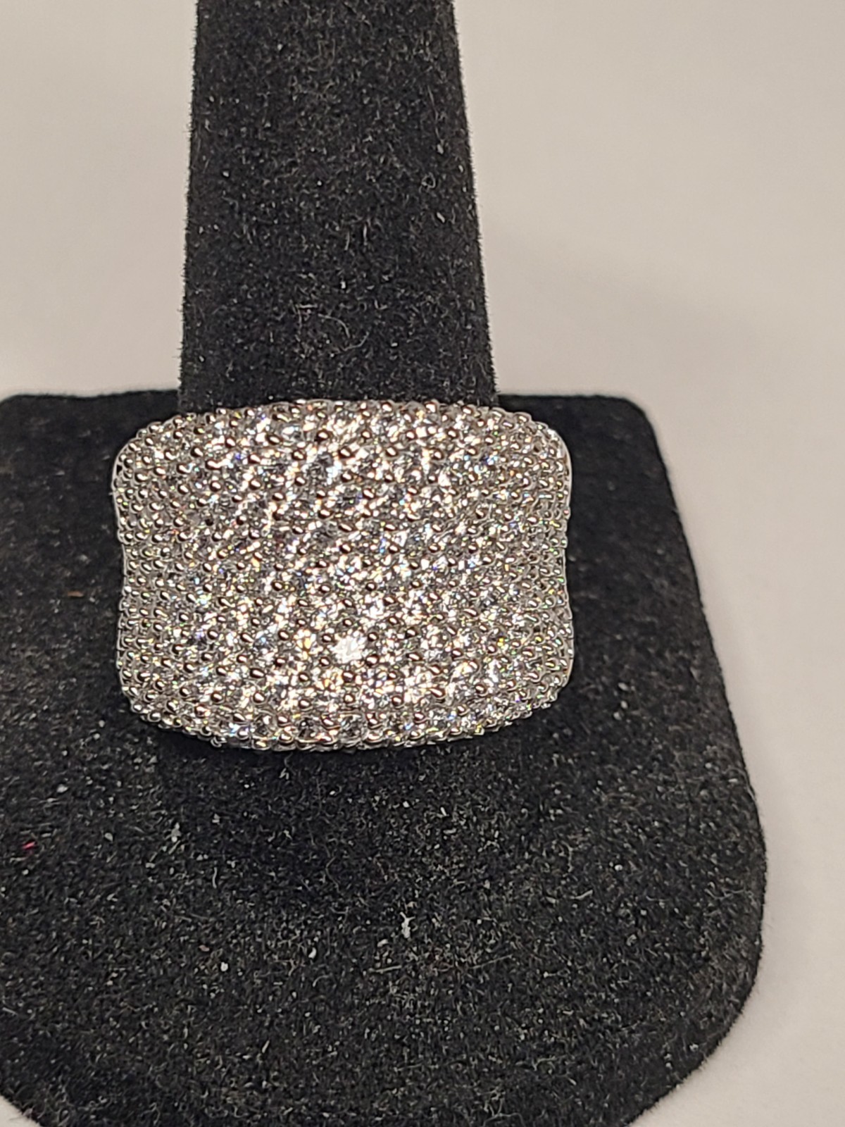 Diamonique Sterling 3.25 ct tw Bold Pave’ Concave Ring