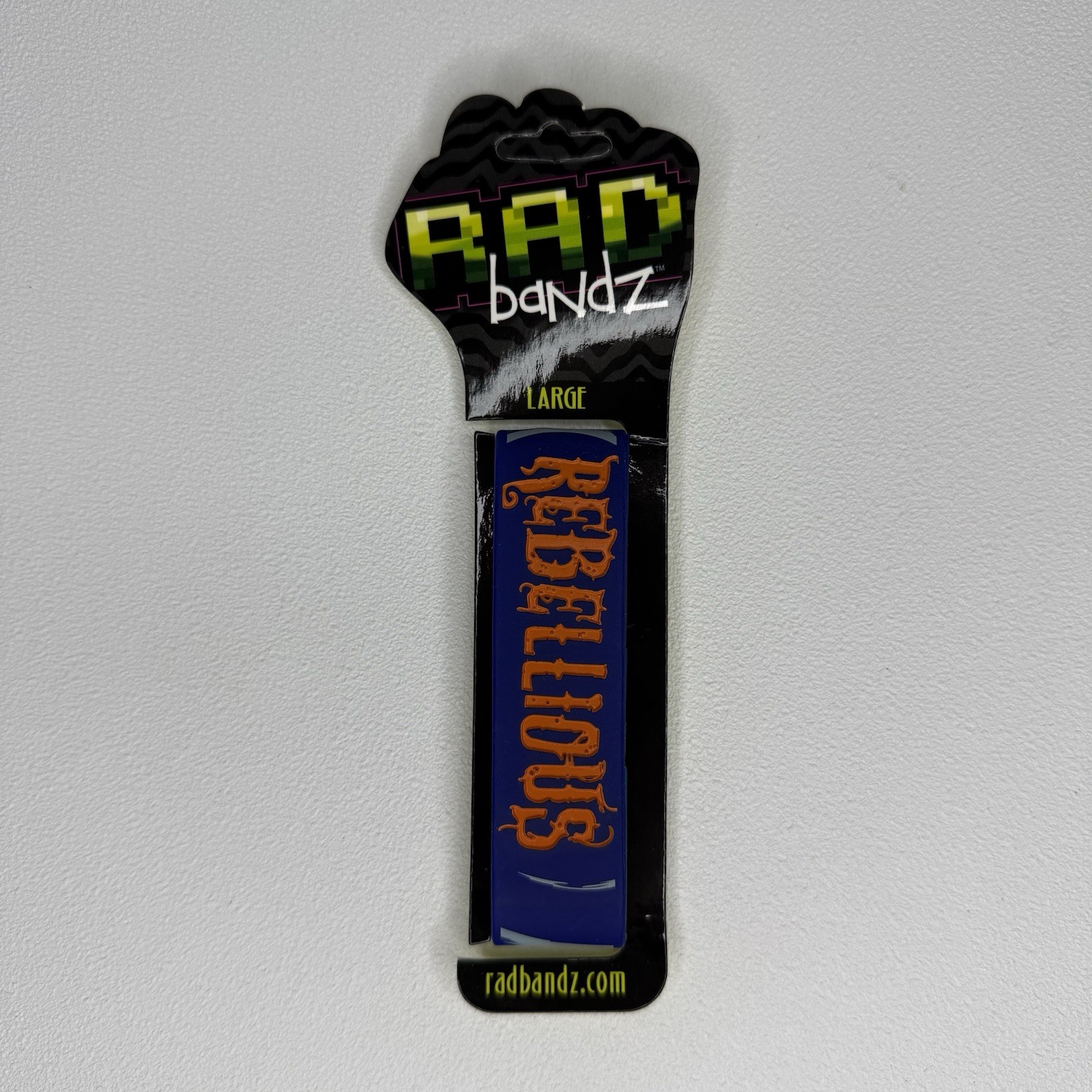 Radbandz REBELLOUS Hot Topic Silicone Wristband Bracelet Blue Orange Size Large