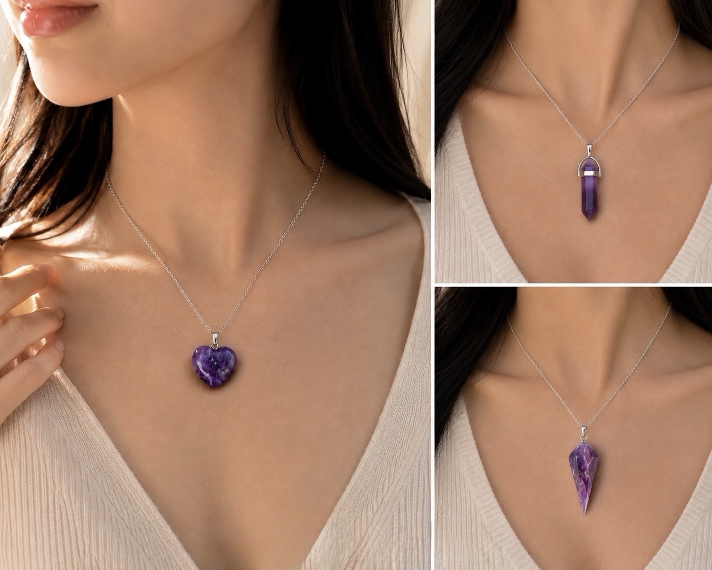 3pcs Natural Crystal Agate pendant Set with 1 free chain