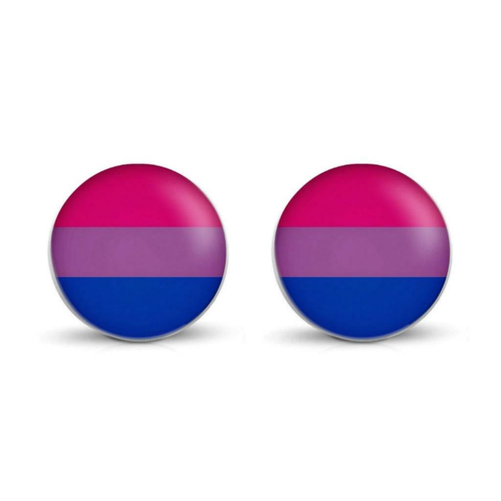 BISEXUAL PRIDE FLAG EARRINGS 10mm Stainless Steel Stud LGBTQ Bi Awareness LGBT