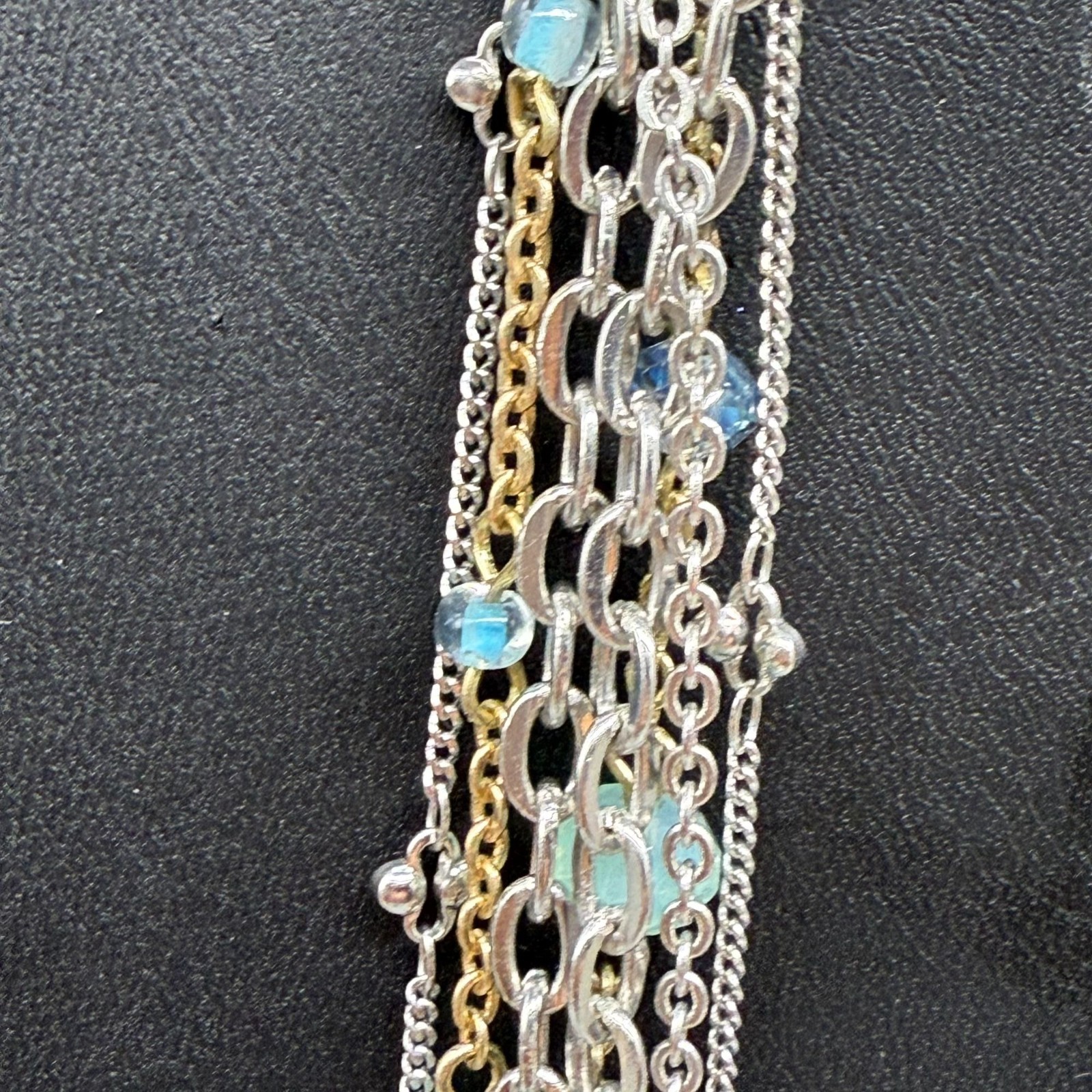 Loft Yellow Crystal Blue Faceted Beaded Multi-Strand Chain Layered Necklace