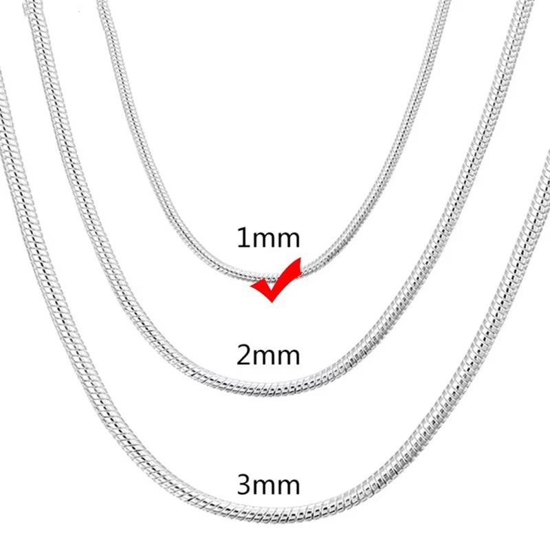 925 Sterling Silver Solid Snake Chain Necklace For Men Women