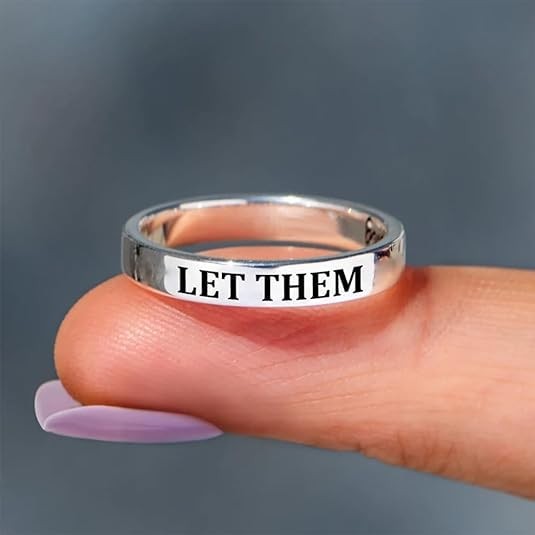 Q&D&S Let Them Ring Stainless Steel Stackable Rings Inspirational 6, silver