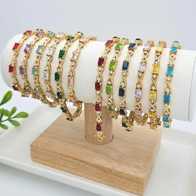Gold XOXO Bracelet, CZ Hugs & Kisses Bracelet, 14k Heavy Plated Gold