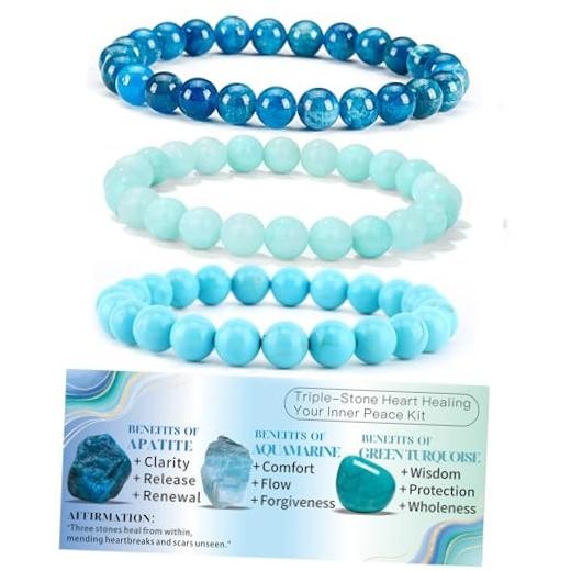 4mm 6mm Healing Crystal 8mm Apatite+Aquamarine+Green Turquoise-Healing
