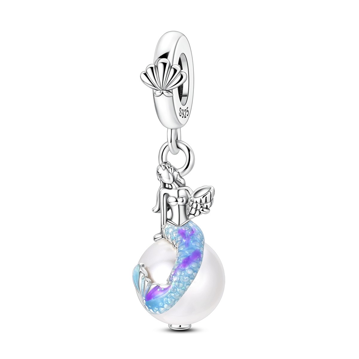 MULA Fine 925 Stering Silver DIY Charm Mermaid Pearl Pendant for Women Bracelet