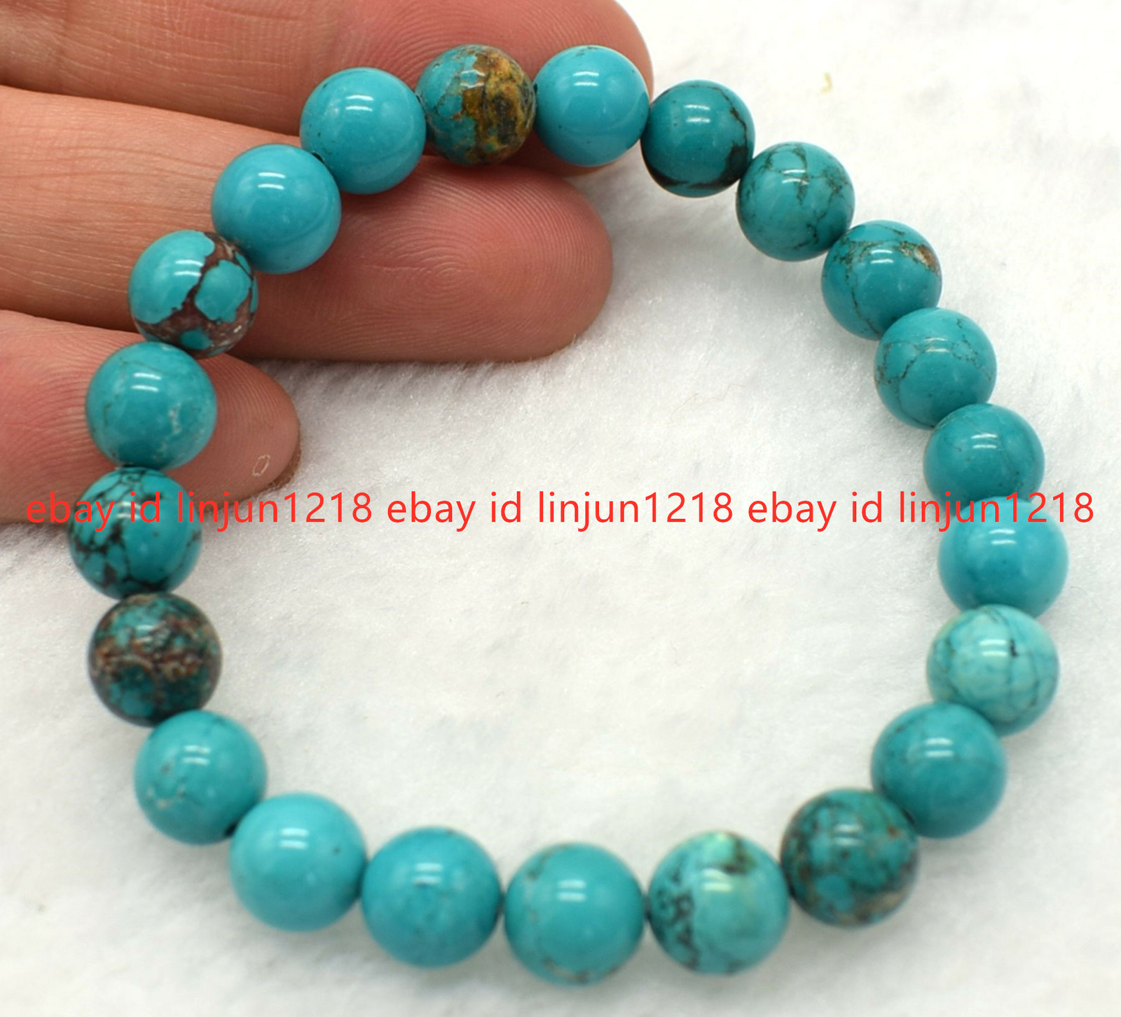 Natural 8/10/12mm Blue Turquoise Gemstone Beads Bracleet 7.5″