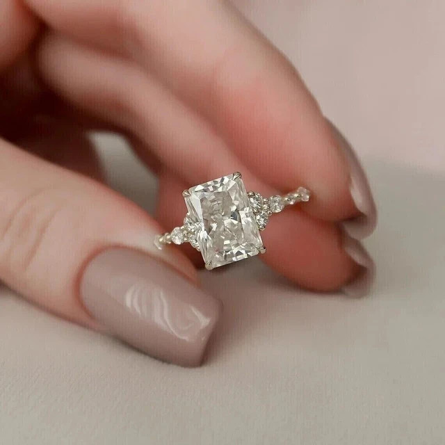 3 CT Radiant Cut Moissanite Solitaire Engagement Ring 14K Yellow Gold Plated