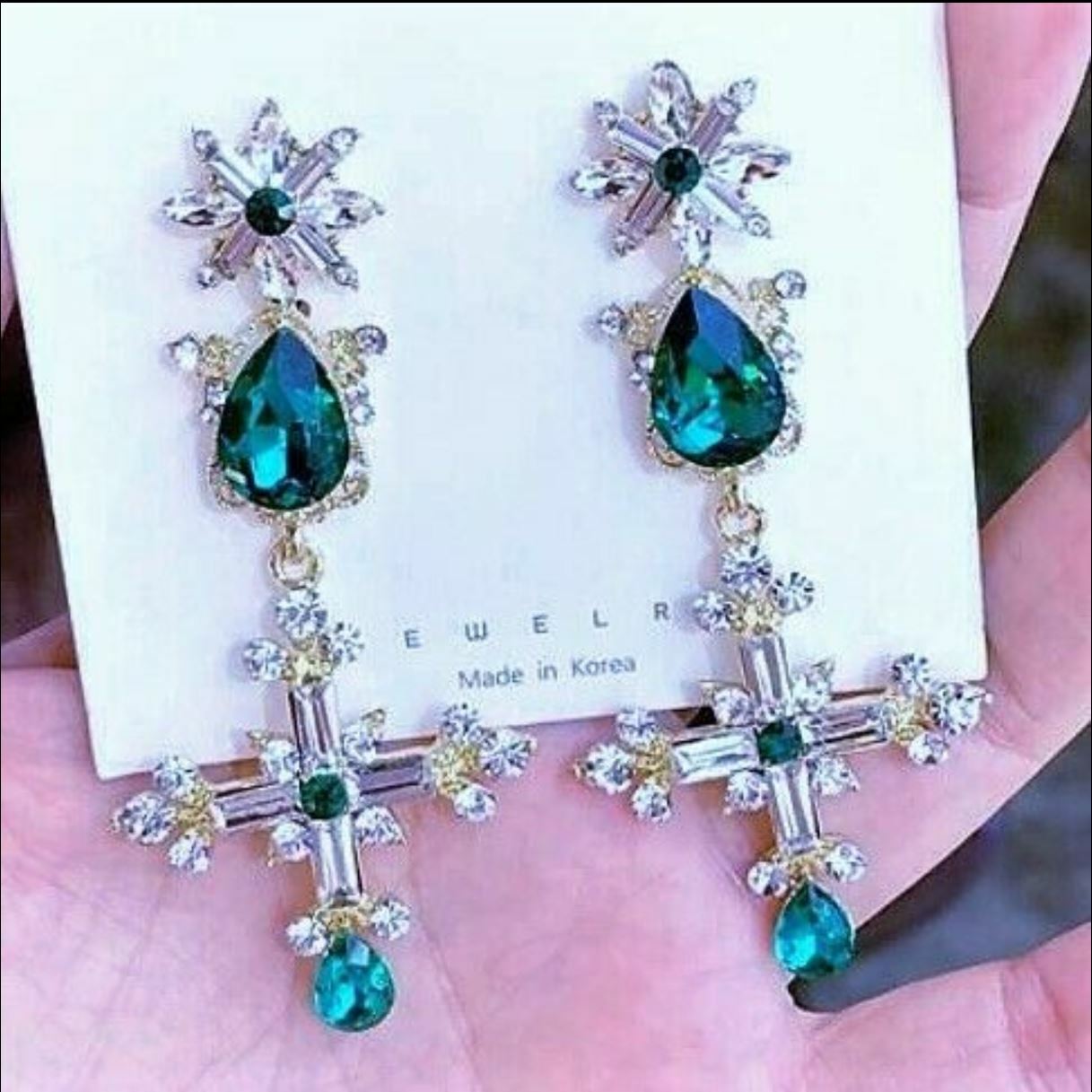 Princess ELEGANT Crystal MALTESE Cross Rhinestone JEWEL Betsey Johnson Earrings