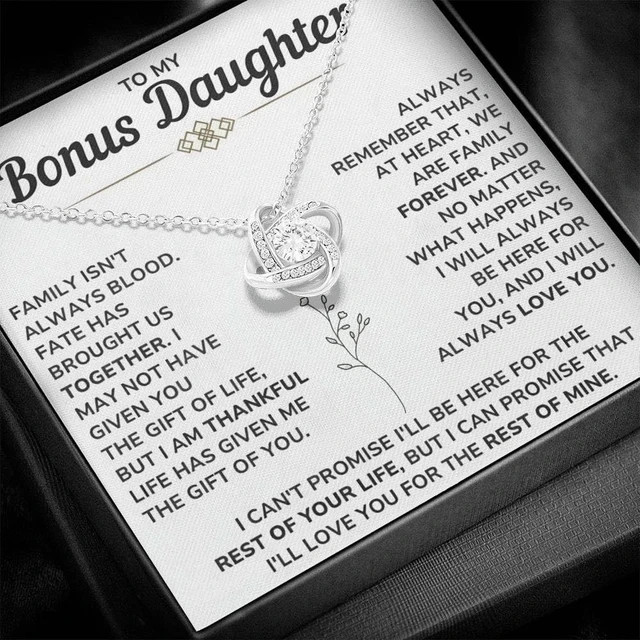 To My Beautiful Bonus Daughter Necklace From Mom & Dad With Heartfelt Message…