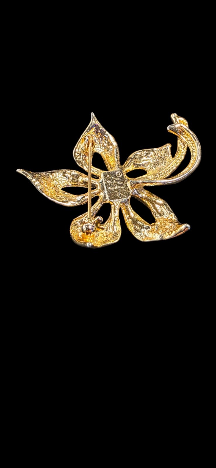 Vintage ATI Gold Tone Floral Brooch Faux Pearl Flower Pin Signed ATI costume