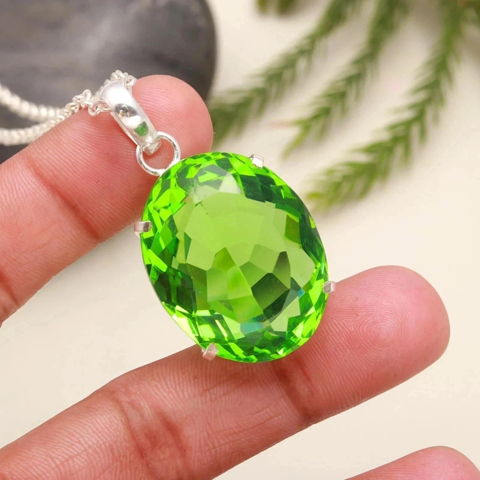 Certified Natural 91.22 Ct Brazilian Peridot Green Color Pendant Loose Gemstone