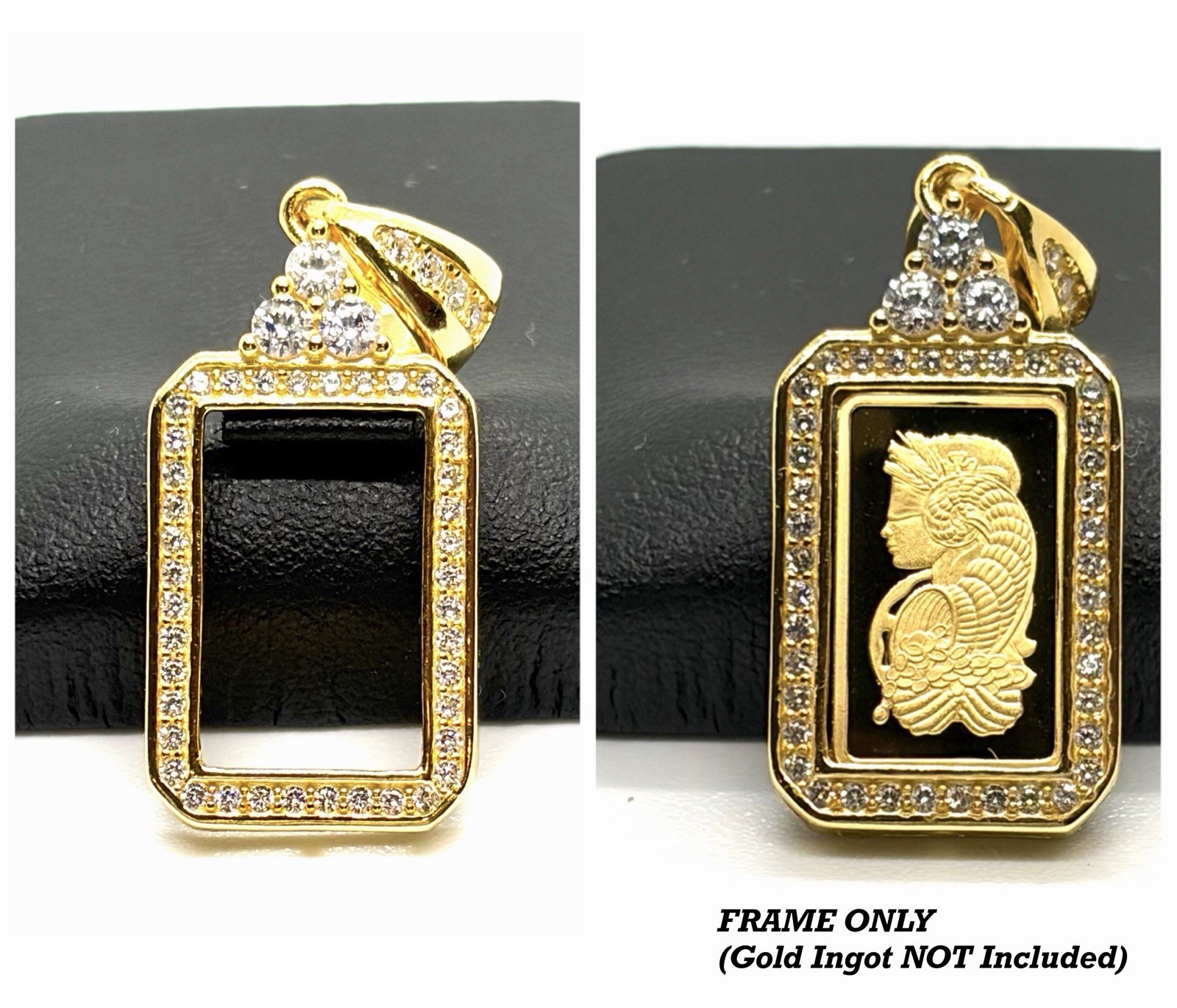 ⁠[FRAME ONLY] Custom Halo Pendant Setting for 1g Gold Ingot PAMP Britannia S925⁠