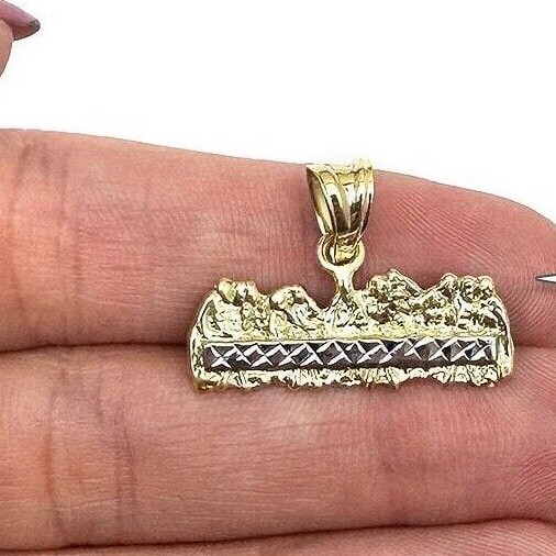 Last Supper 10K Yellow Gold Two-Tone Charm Pendant 0.8″, 1″, 1.2″, 1.4″