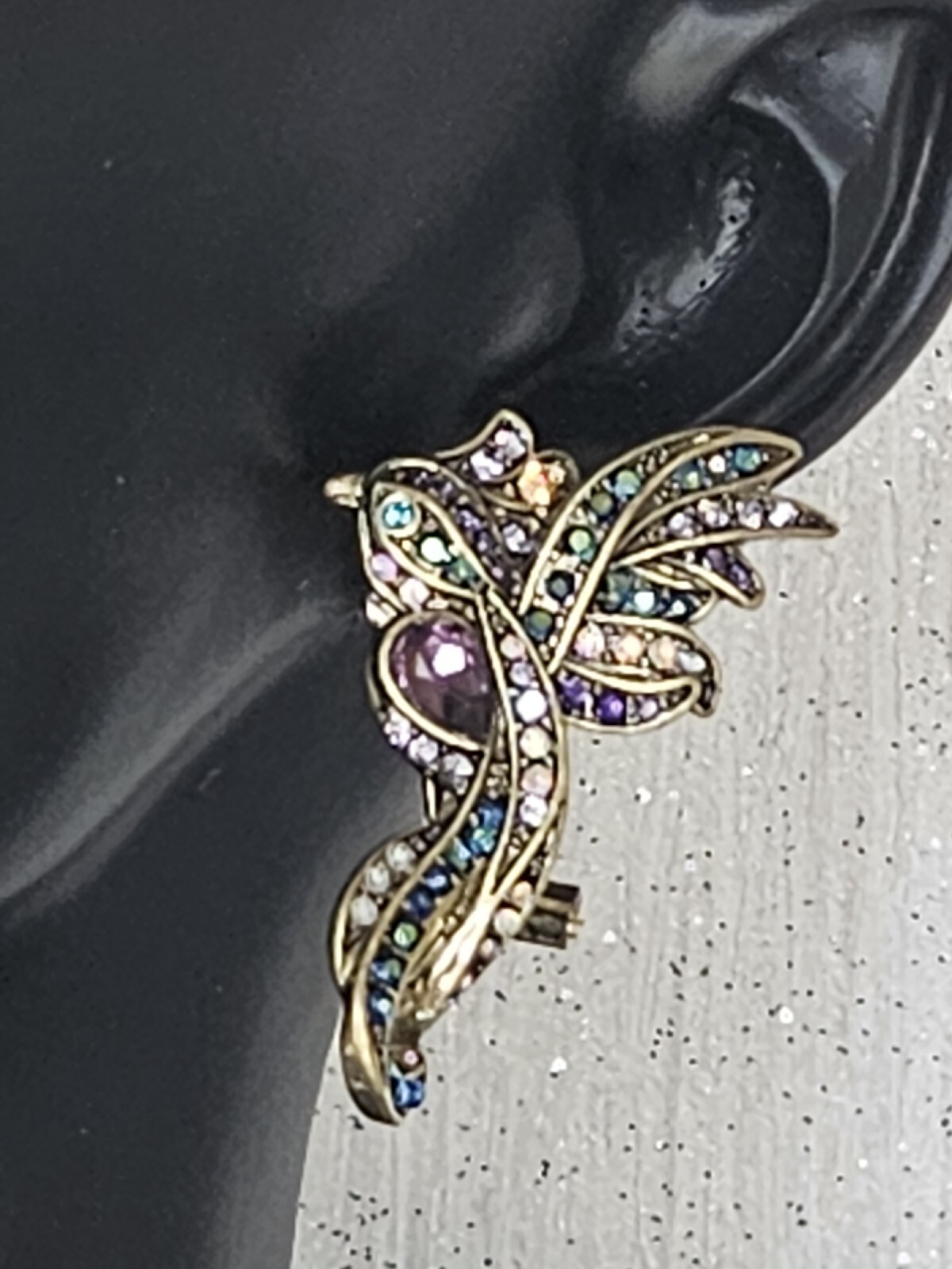 Heidi Daus Earrings Phoenix Rising Crystal Stud Bronze Tone 1-3-8 Inch NWT