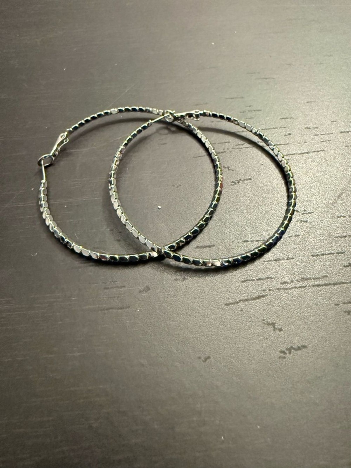 Express Silver Bevel Textured 2.25 inches Hoop Earrings Women’s Jewelry