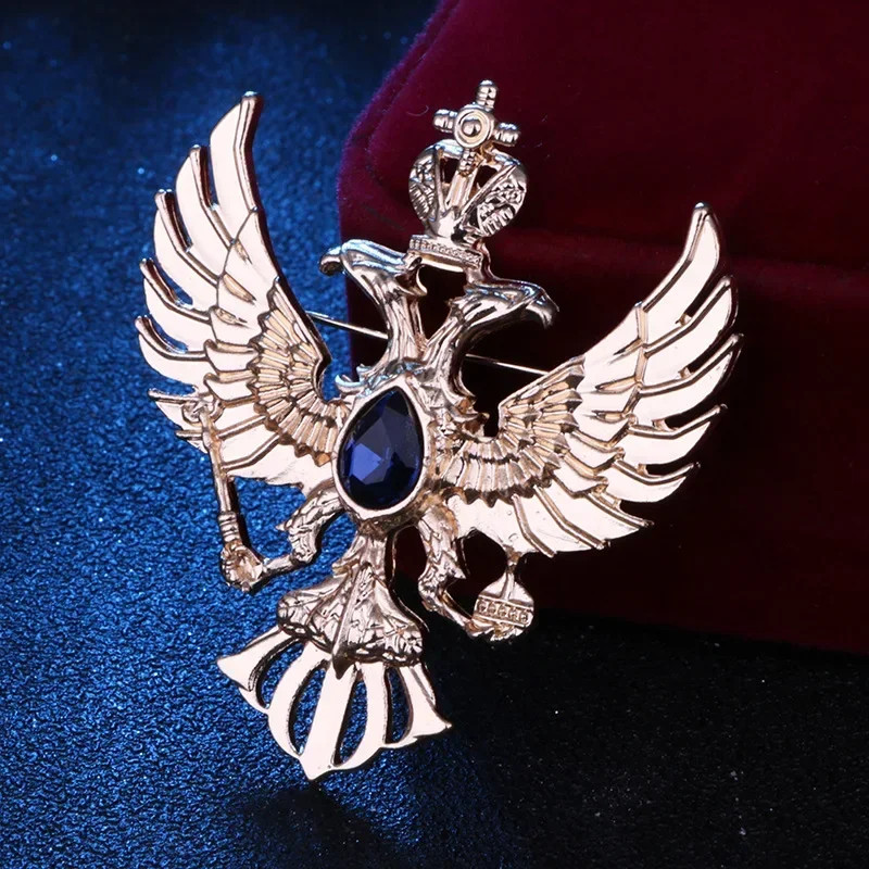 New Vintage Crystal Eagle Brooches Crown Men’s Suit Coat Badge Corsage Collar