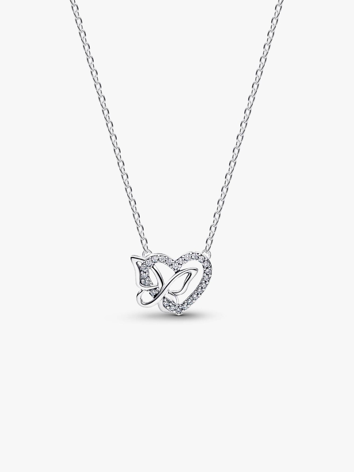 Brand New Pandora Entwined Heart & Butterfly Pendant Necklace 394477C01 17.7 in