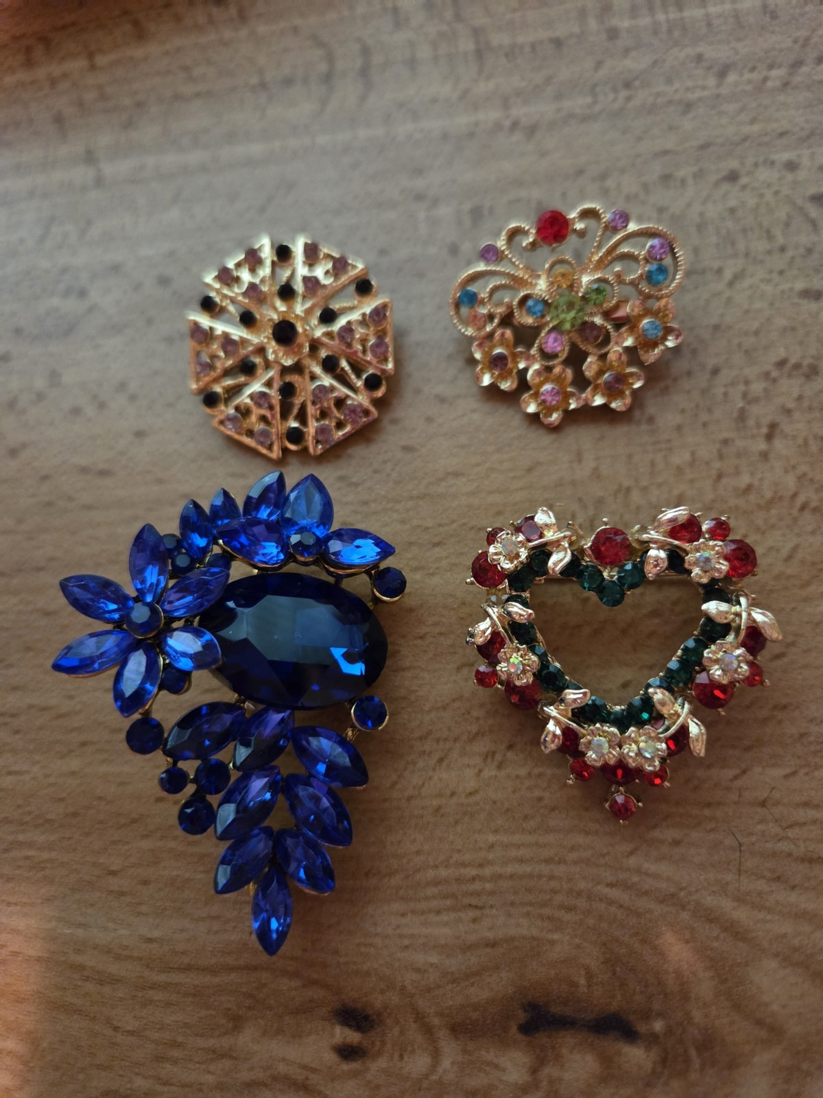 Beautiful Multicolor Flower Heart Brooch Pin Lot CA USA P20-8