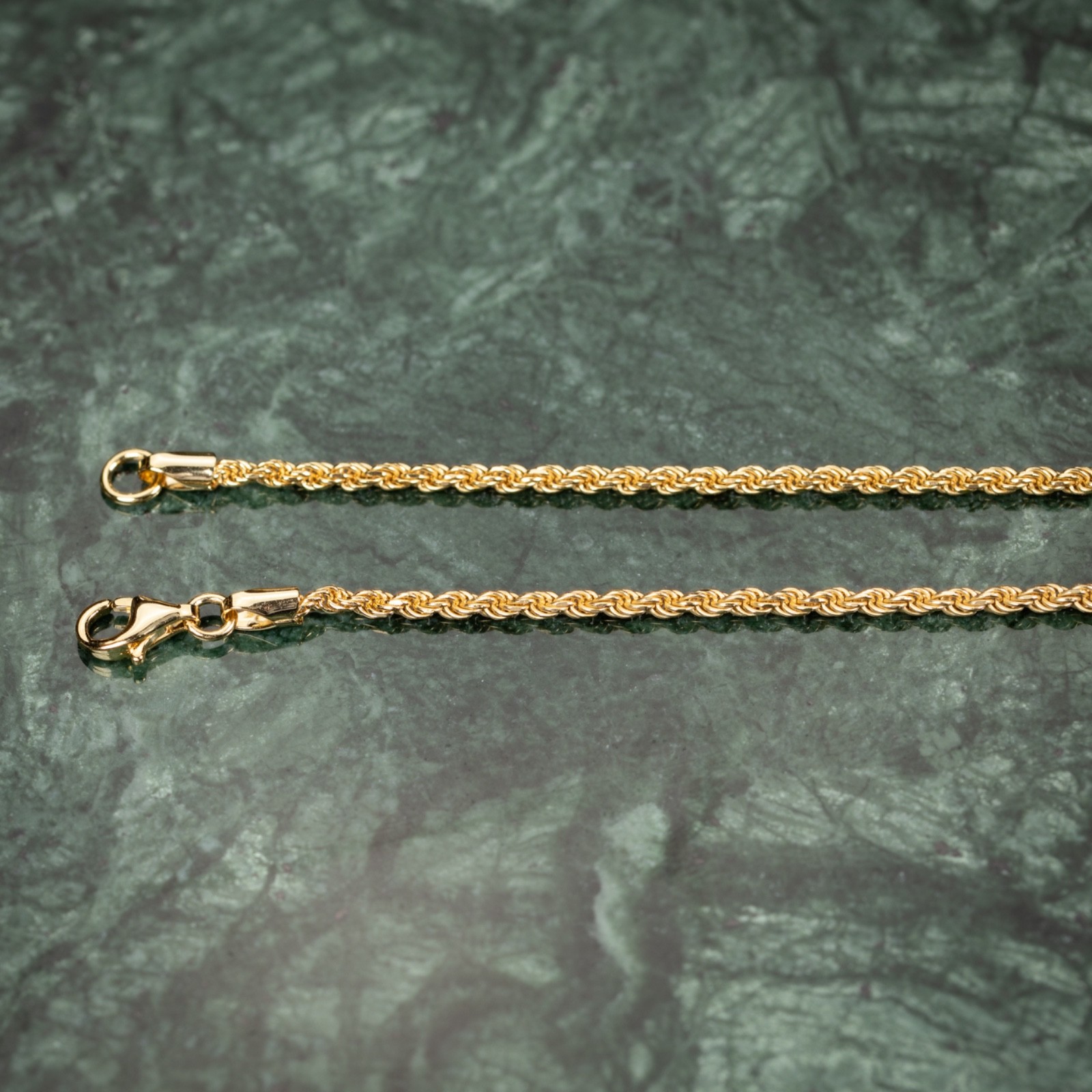 Solid Yellow Gold Plated Heavy 925 Sterling Silver 2MM Twist Rope Chain Necklace