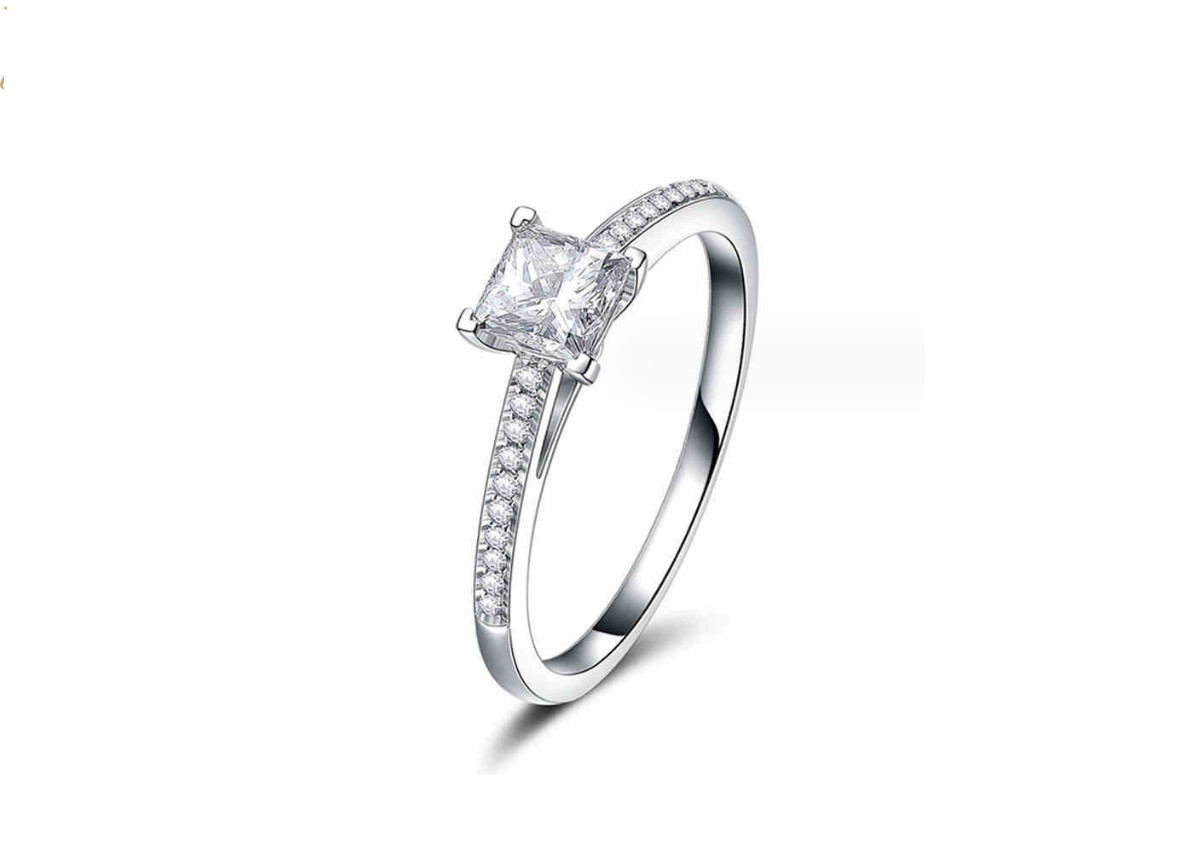 Silver Square Pave Princess CZ Engagement Wedding Party Band Ring RS64