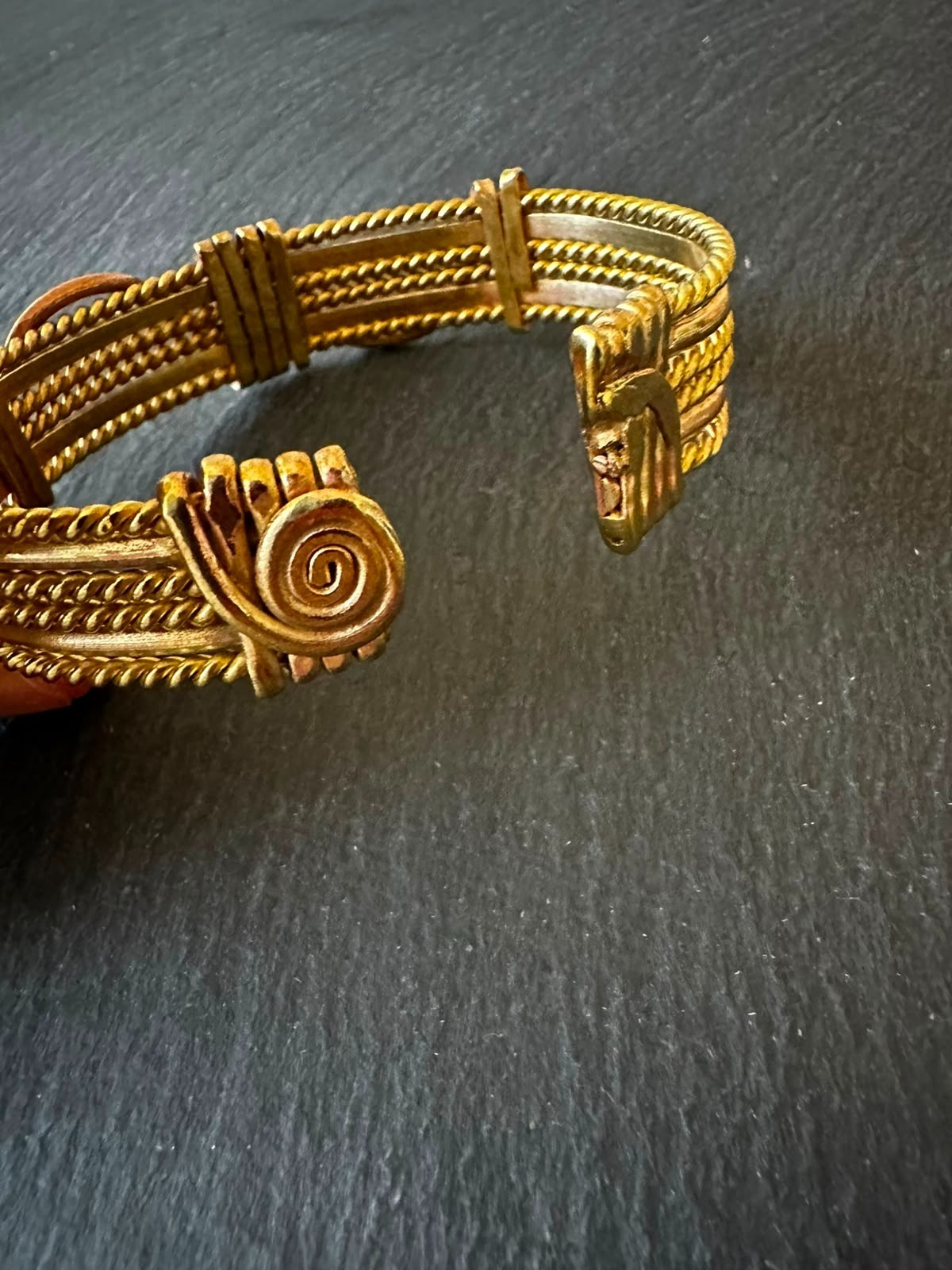 Spanish Handmade Copper Cuff Bracelet, Artisan Twisted Wire Bangle