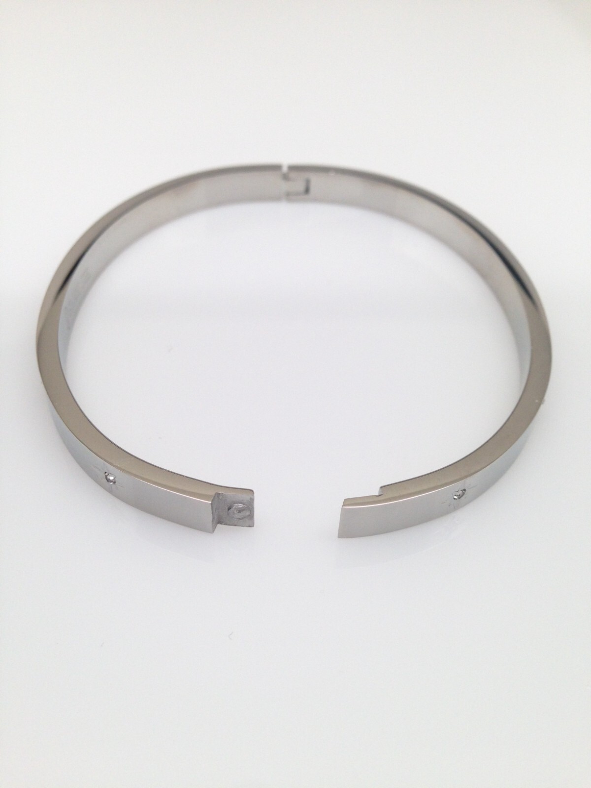Stainless Steel CZ North Star Station Bangle Bracelet 6.75″ 5mm