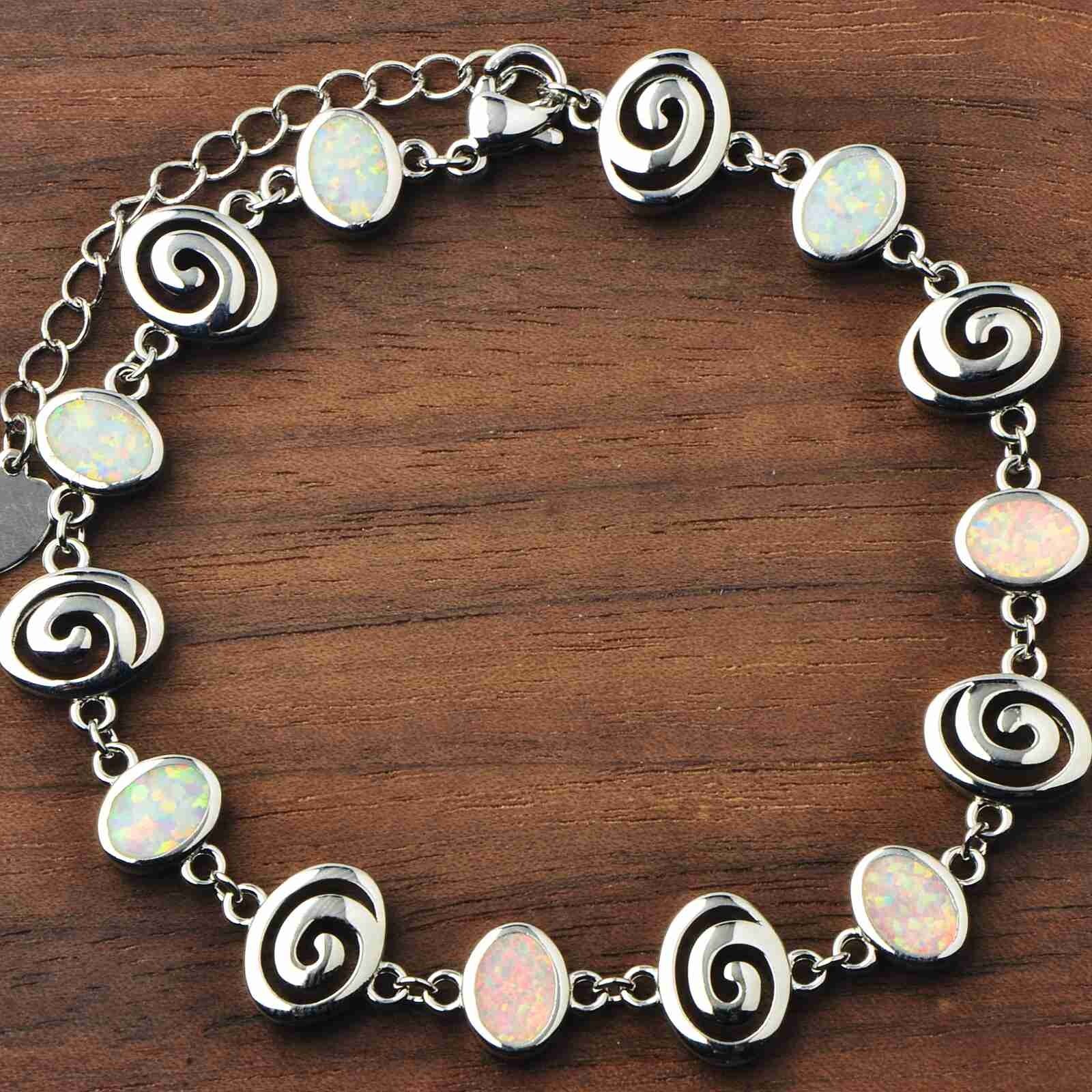 Hawaii White Opal Vortex Bracelet 925 Sterling Sliver Jewelry For Women Girls