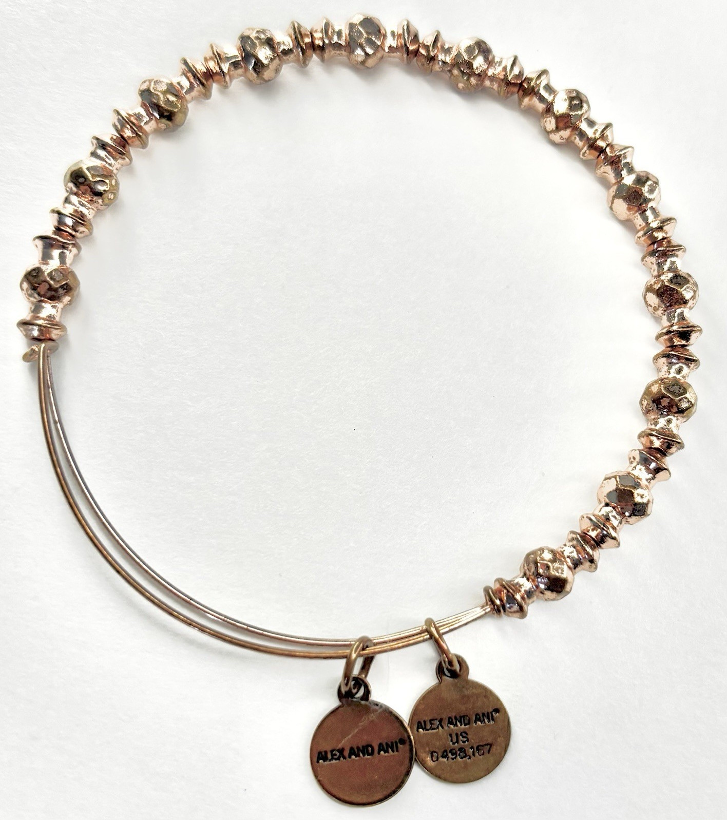 Alex and Ani Adjustable Rose Gold & Pink Beaded Dangle Charm Bracelet V17VY28RG