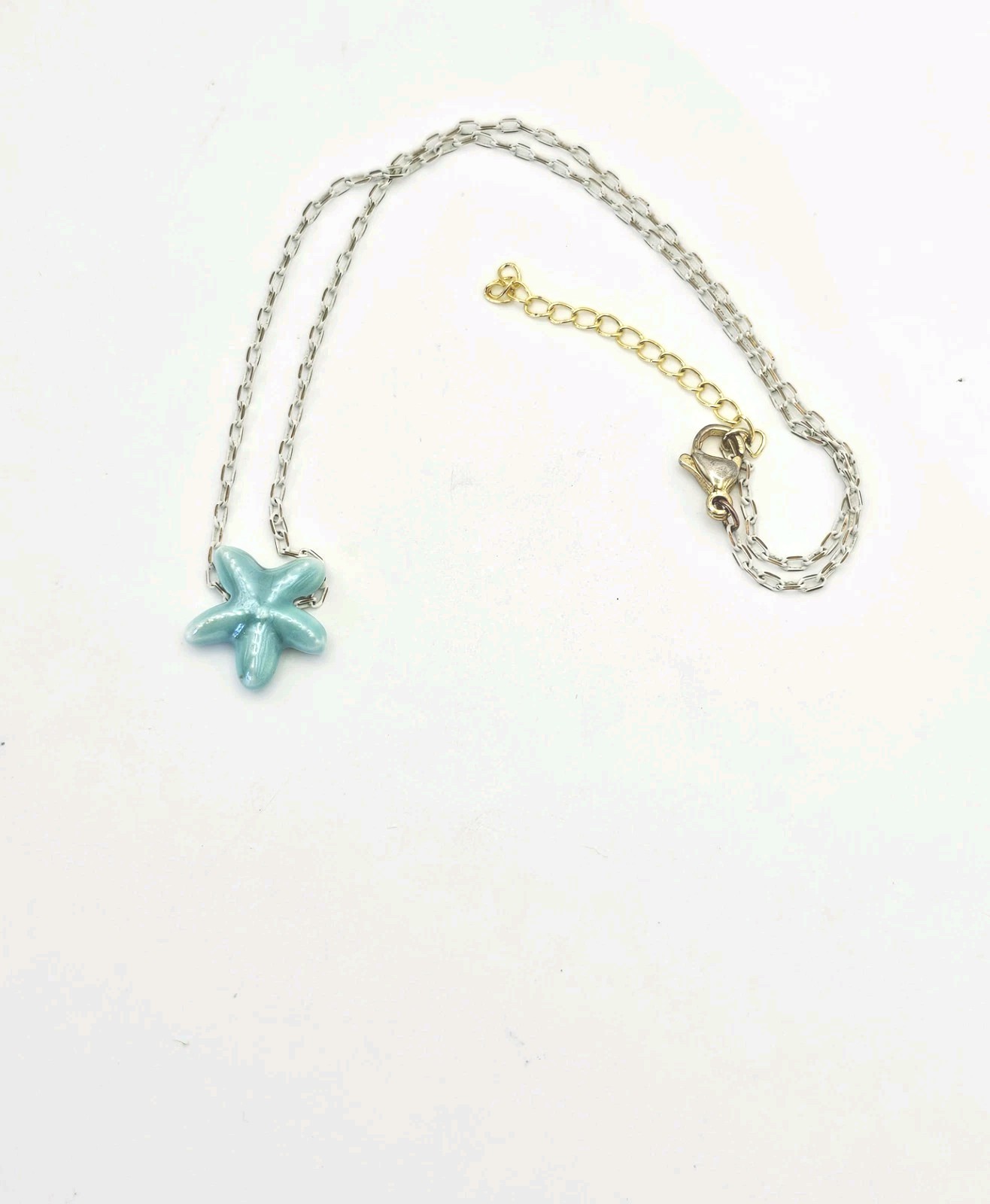 Beachy Fish Starfish Necklaces Handmade Genuine Gemstones Ceramic Jewelry Set