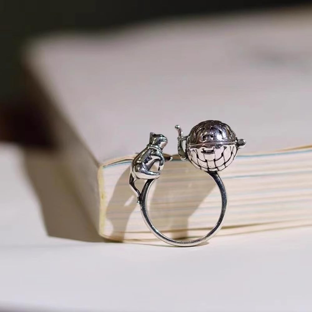 Unique Cat Ring Aromatherapy Finger Open Adjustable Ring Cute Naughty Cats Fa…