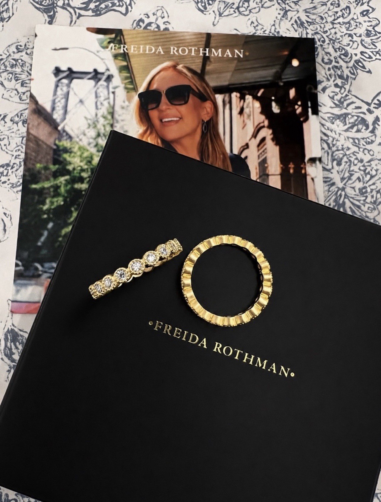 Freida Rothman (2) 925 Sterling Silver 14k Gold Bezel-Set CZStacking Rings