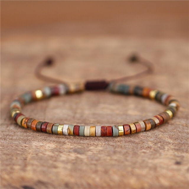 Picasso Jasper 4mm Round Beads Healing Balance Dainty Handmade Bracelet Gift