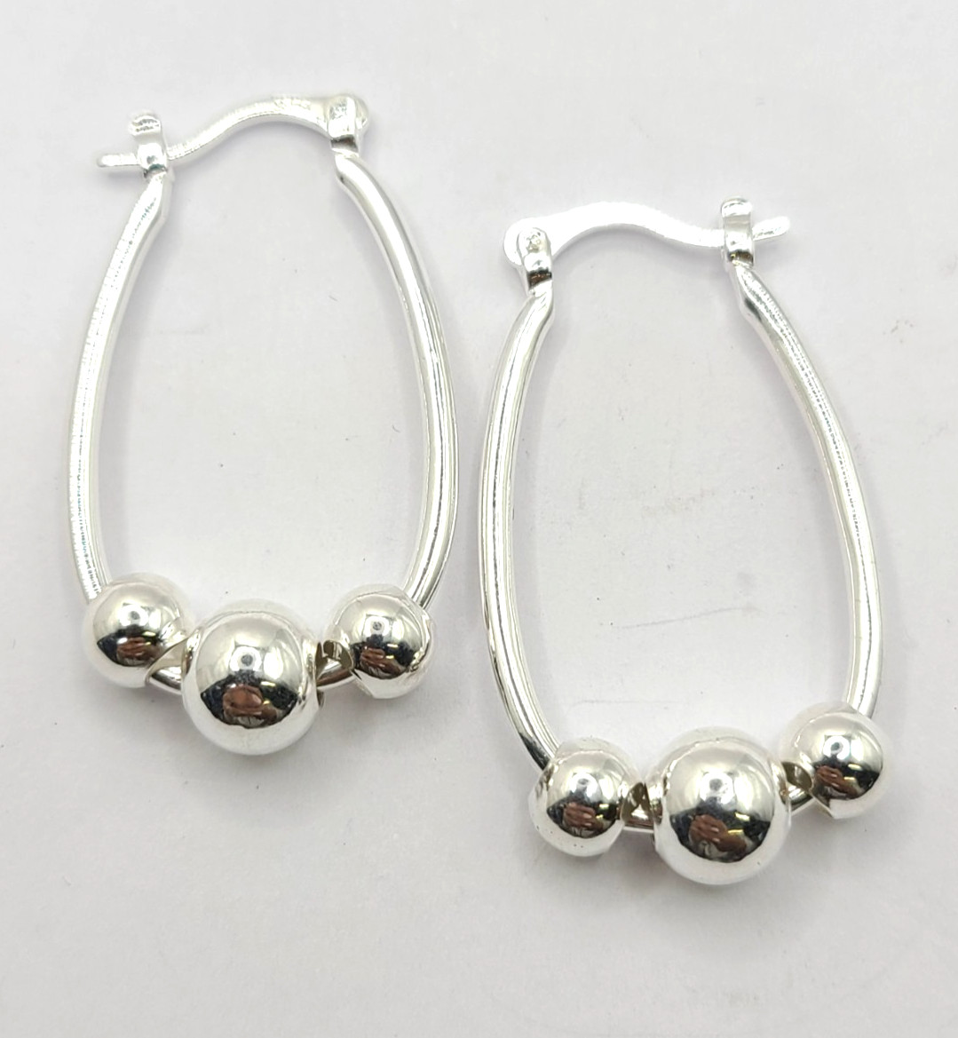 3-bead Ring Earrings 18mm Pendant Bead Ring Earrings Suitable 5.06gr T.W