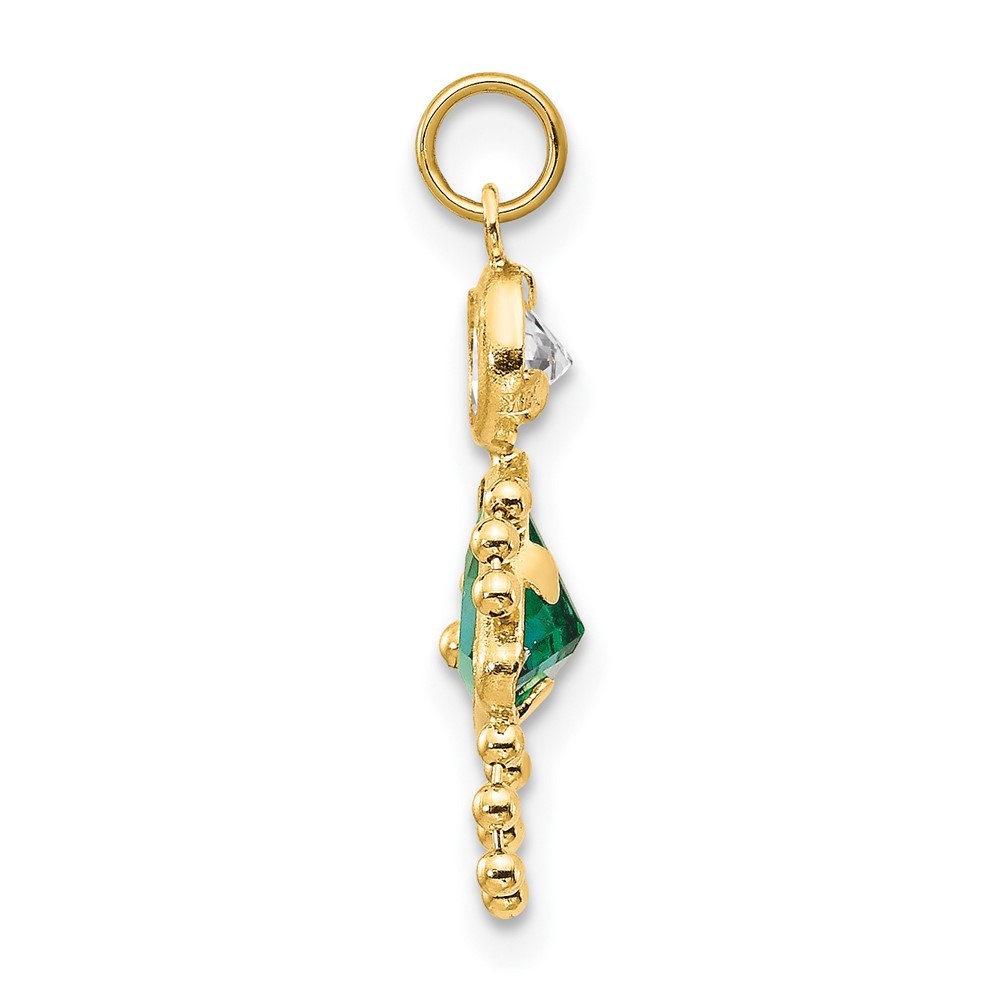 10k Yellow Gold May Girl Cubic Zirconia Birthstone Charm Pendant 0.21gm L-20mm