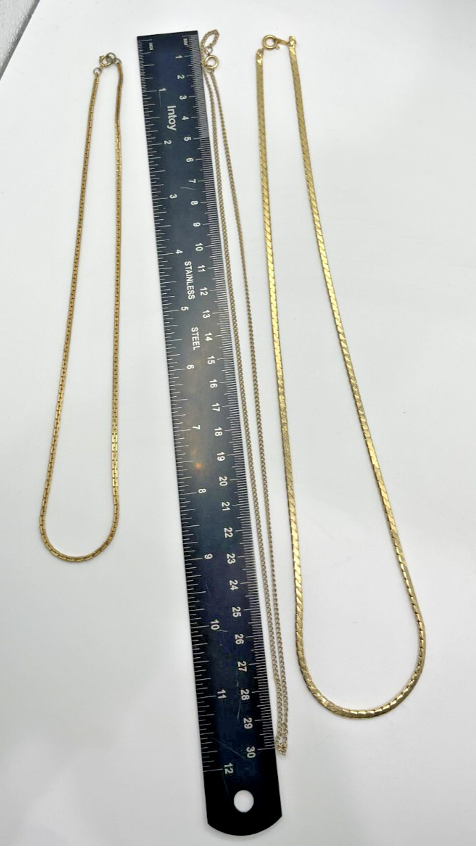 3 Assorted Gold-Plated Necklaces 18 / 24 Inches