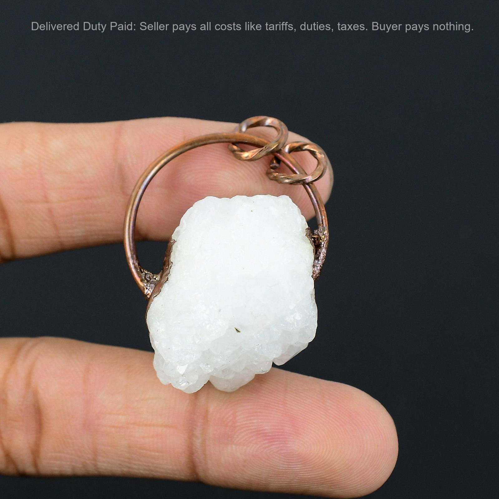 Pentagon Rainbow Moonstone Druzy Stone Copper Electroformed Birthday New Pendant