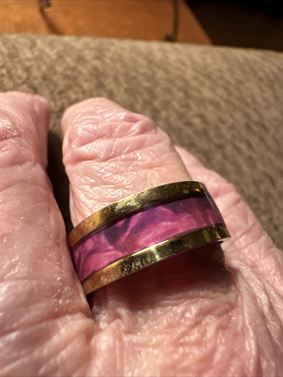 Love This Retro Pink And Blue Stainless Steel Gold Ring In Size 7