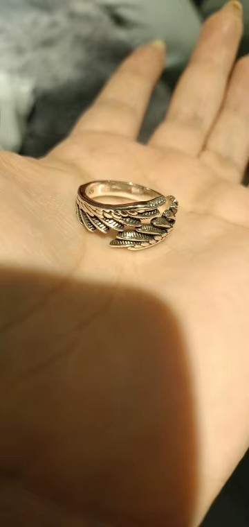 1 Pcs of 925 Sterling Silver Angel Wing Feather Adjustable Ring Wedding Jewelry