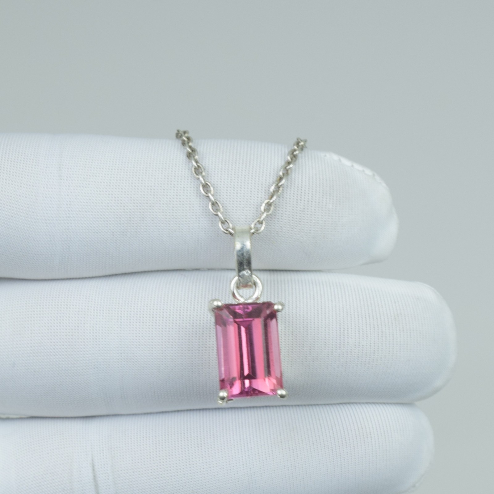 20Cts 925 Sterling Silver Necklace, Pink Kunzite Pendant Gift For Her Jewelry,