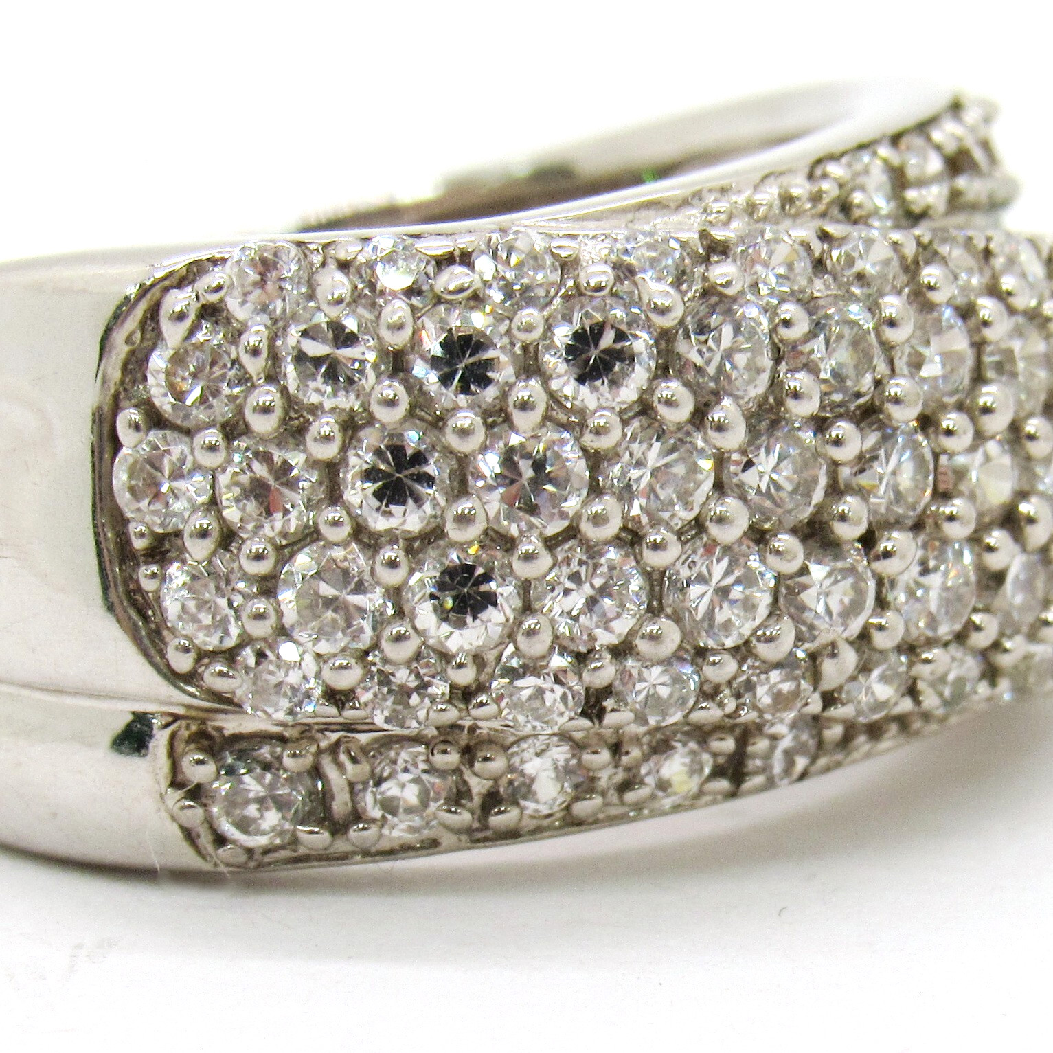 STERLING SILVER .925 SAMUEL B. BJC ETERNITY CZ CRISS CROSS WRAP BAND SIZE 9 RING
