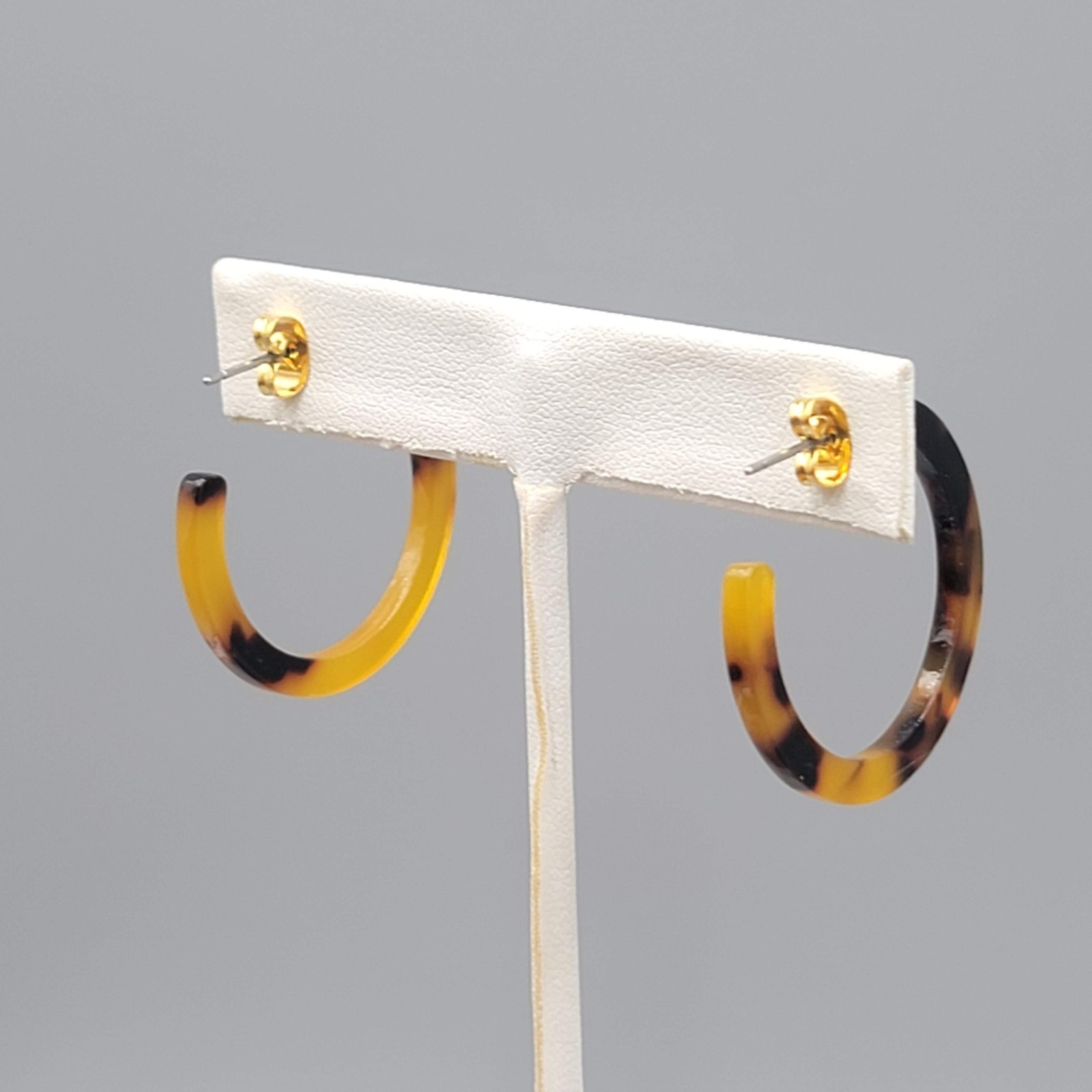 Acrylic Tortoise Hoops Pierced Earrings 1.25 in