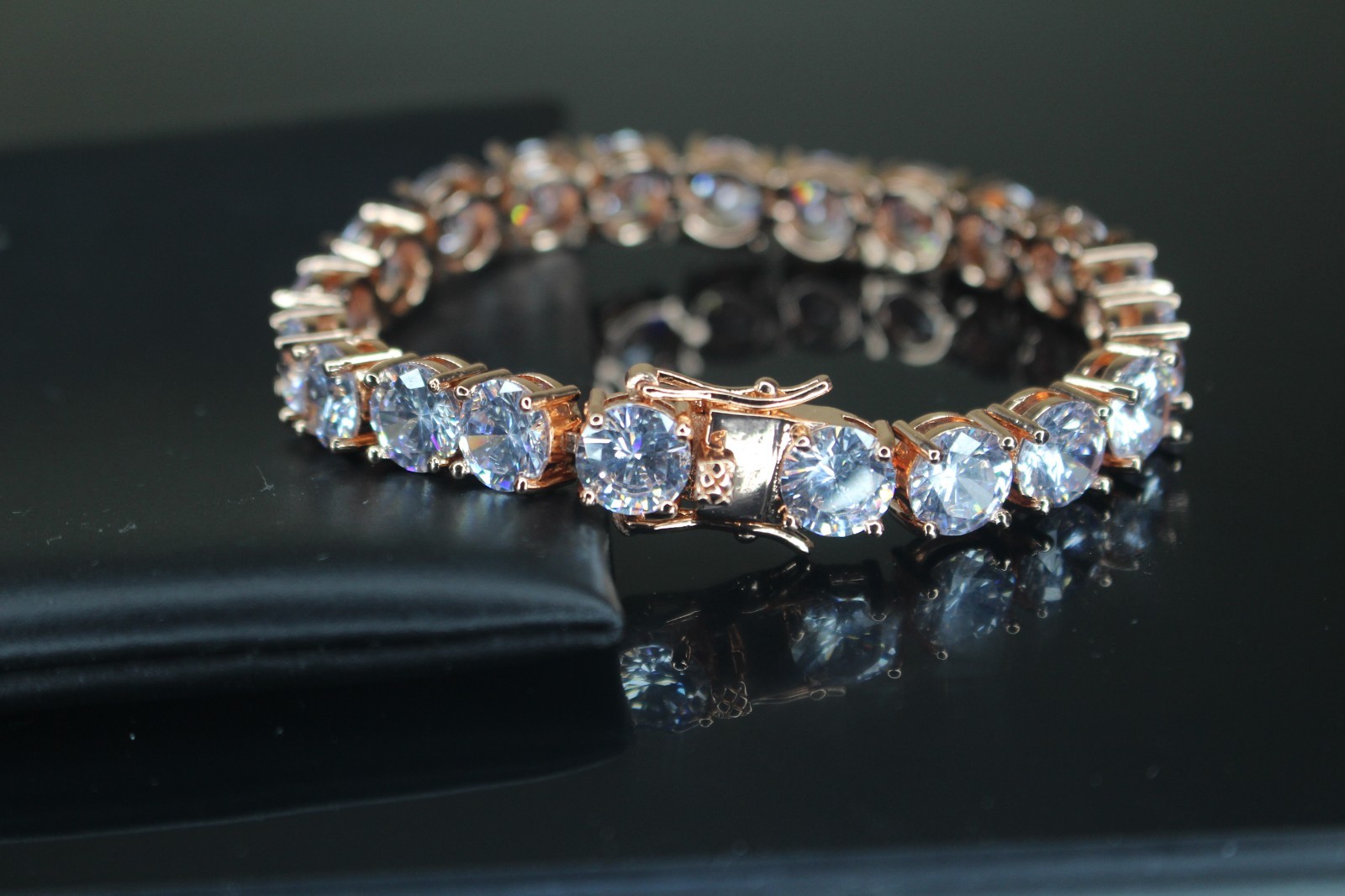 14k STAMPED 8mm MASSIVE XXL Tennis Bracelet 48ct Lab Sim VVS Diamonds ROSE GOLD