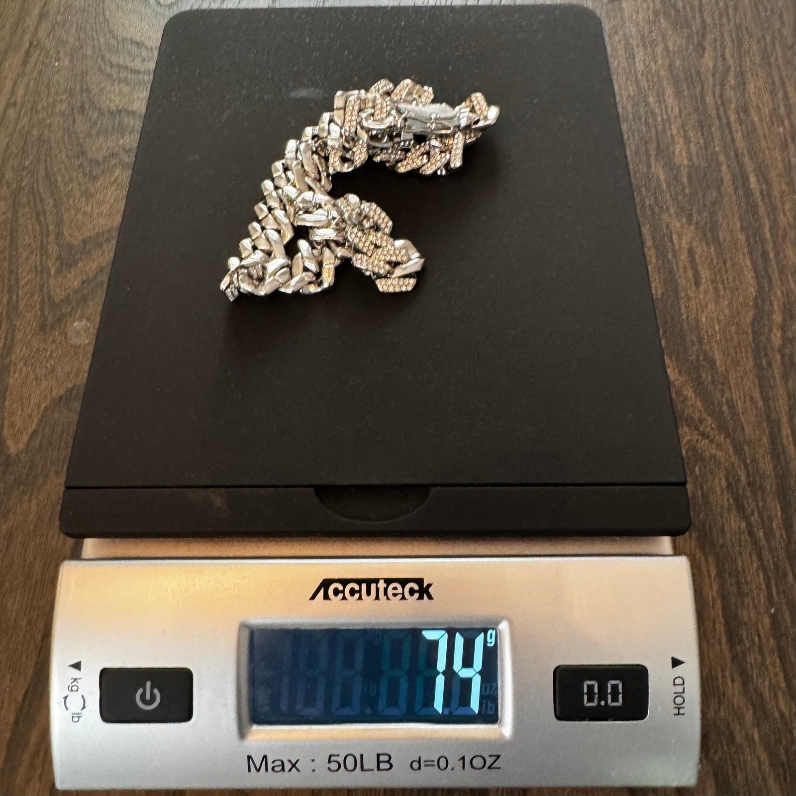 16″ Iced Out Cuban Link Chain Silver Tone Hip Hop CZ Style 74g 15mm Necklace