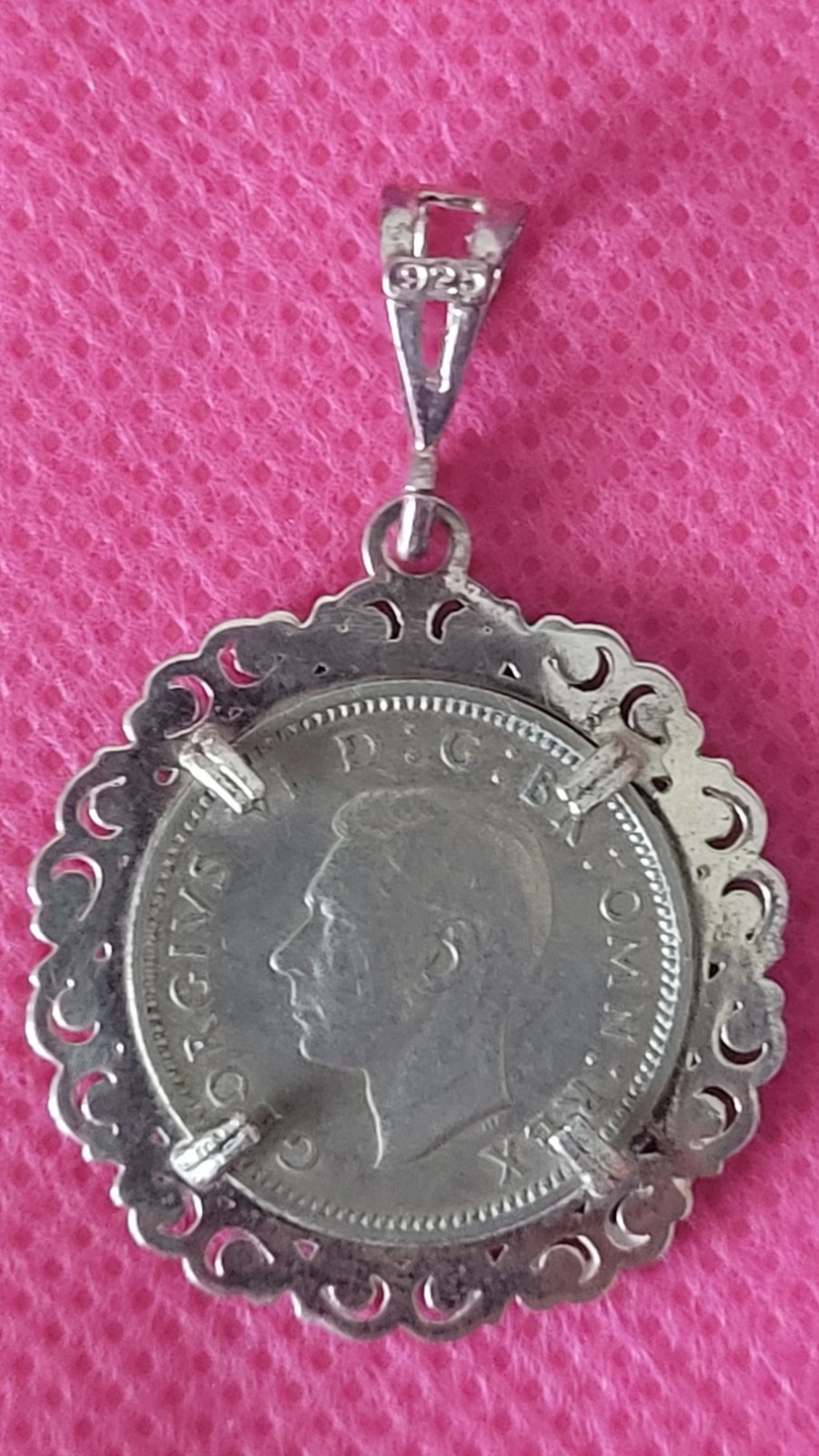 LUCKY SIXPENCE COIN 1951 Solid 925 SILVER PENDANT NECKLACE 75 Birthday George 6