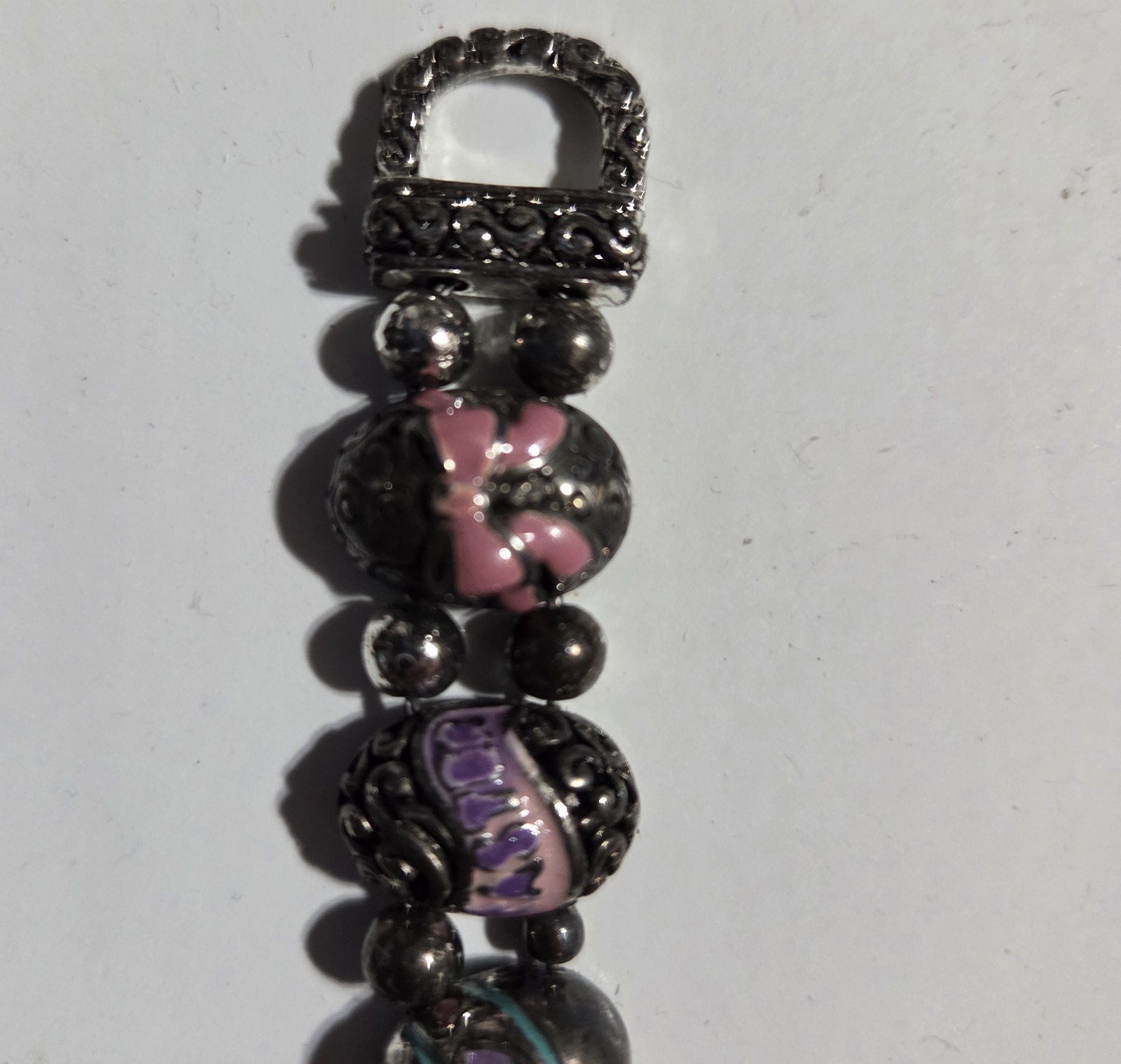 7″ Vintage Easter Egg Bracelet Enameled Silver Tone Clasp With Magnet Unique