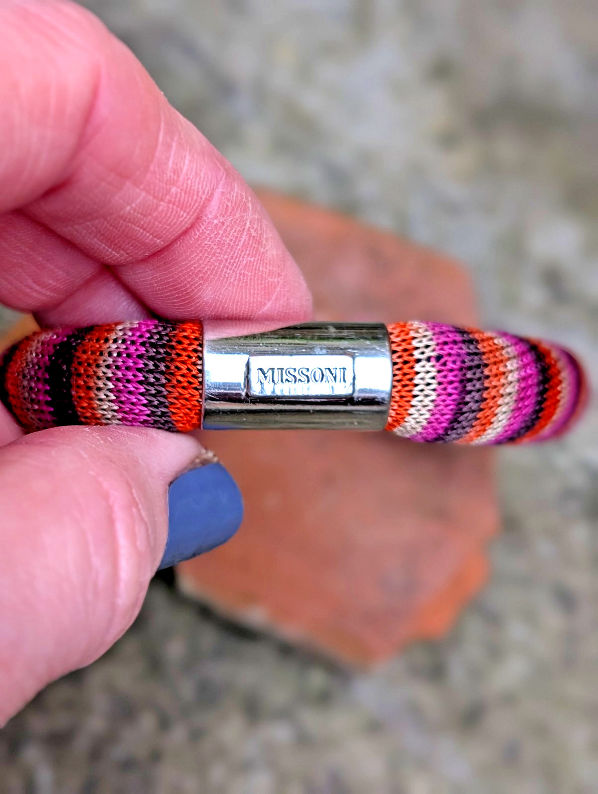 MISSONI V&A Collab Net-A-Porter Woven Palladium-Plated Panel Bracelet Bangle 305