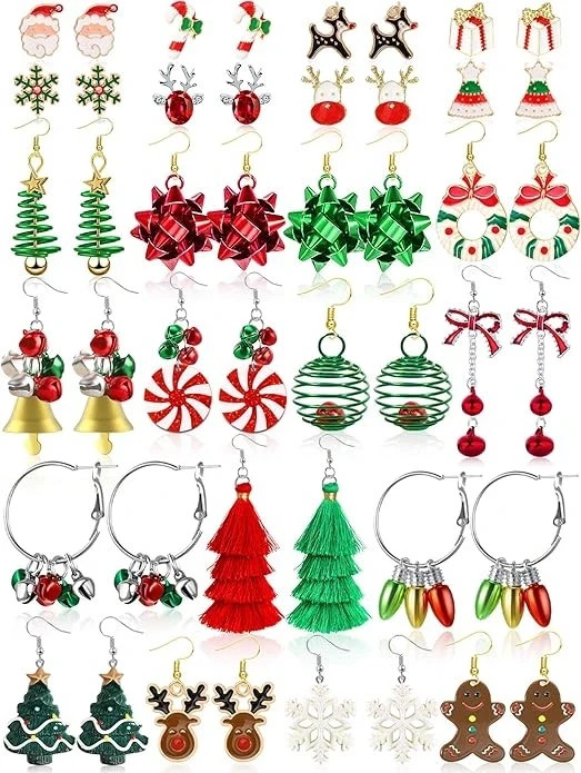 23 Pairs Christmas Earrings for Women Xmas Holiday Dangle Earrings Christmas