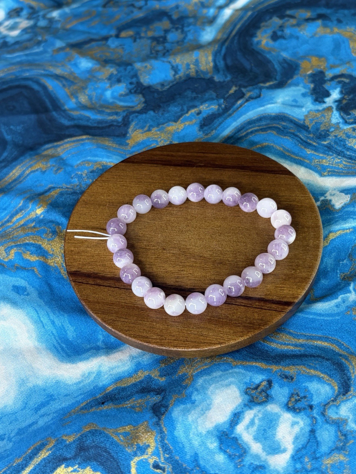 Lavender Persian Jade Crystal Bead Bracelet