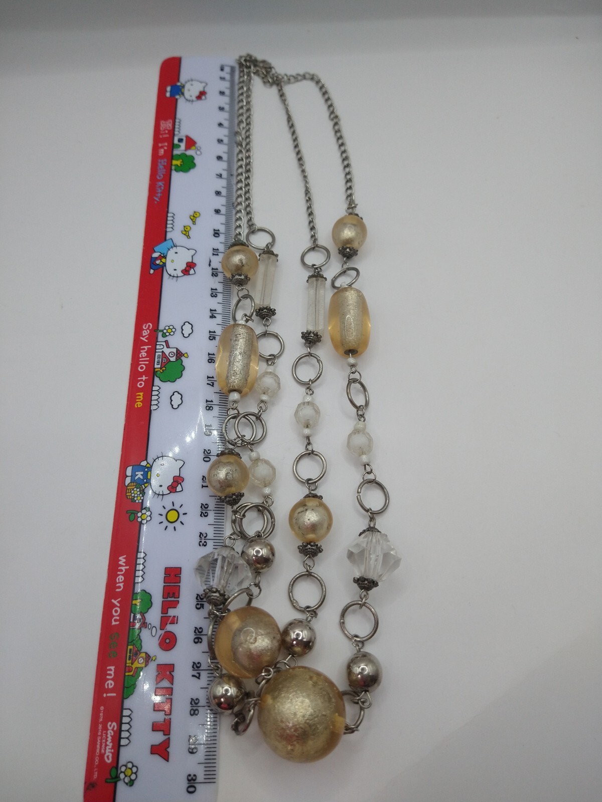 Necklace y2k metal glass silver tone retro Christmas Cottagecore Statement